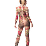 Detailed close-up of Yakuza Style tattoo catsuit – full back design.