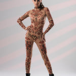 Full-body SCARLET INK Tattoo Catsuit – bold tattoo print for women, offering comfort and standout style.