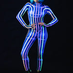 Space Lines UV Reactive costume for women, featuring a futuristic design with neon space line patterns that glow under UV light, perfect for festivals, raves, or Halloween.