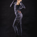 Woman posing in the Nocturnal Butterfly Halloween costume, highlighting the dark butterfly wing design, perfect for Halloween parties, festivals, or as a unique statement outfit.