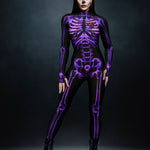 Purple skeleton women's costume - front view