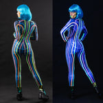 Close-up of the UV-reactive space line design, showcasing bright neon patterns that create a glowing effect under UV lighting.