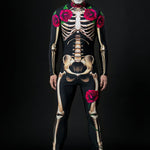 Mr. Death Halloween costume for men, full-body skeleton suit, perfect for Day of the Dead or Halloween celebrations.