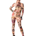 Powerful front pose in REBEL TATTOOS (color) Tattoo Catsuit for Women – showcasing bold tattoo patterns and confident stance.