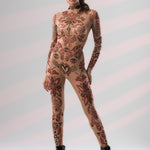 SCARLET INK Tattoo Catsuit for Women – strong and stylish full front view, perfect for daring looks.