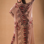 Full back view of SCARLET INK Tattoo Catsuit, complemented by a flowing sleeveless kimono for added style.