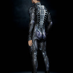 Black & silver alien armor costume  - half back view