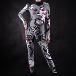 White Zebra Femme Halloween costume for women, featuring a bold black and white zebra print design, perfect for Halloween, festivals, or themed parties.