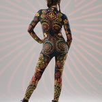 Gold Mandala Bliss fullbody catsuit with boho ornamental print, back view