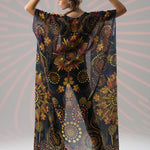 Gold Mandala Bliss large women's kimono with boho ornamental print