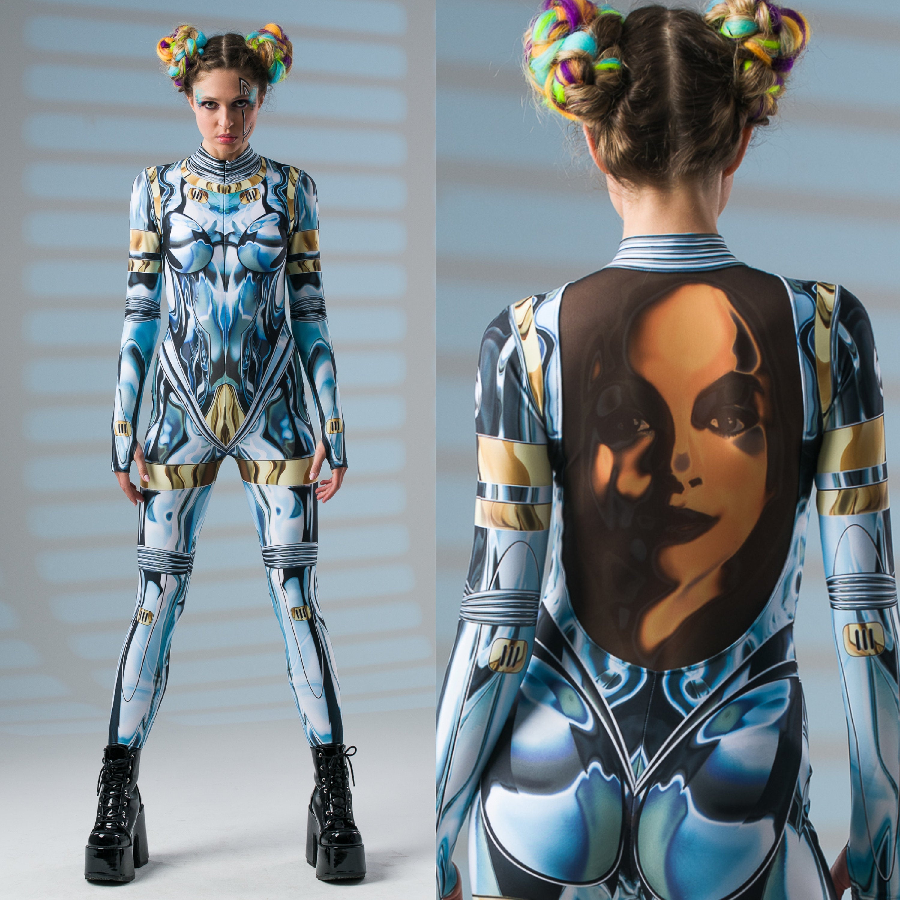 MIRROR ARMOR Costume - AI tattoo face
