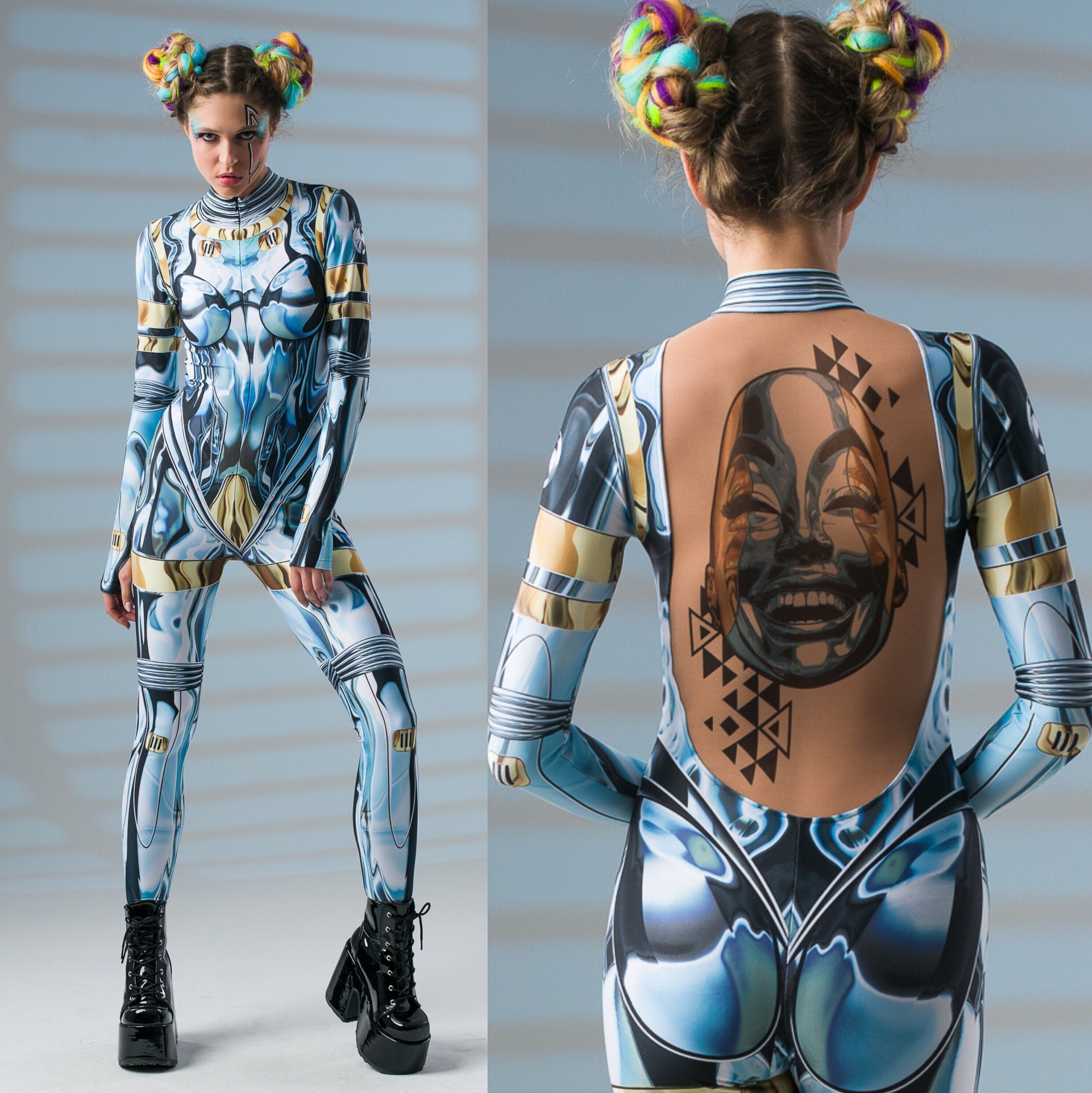 MIRROR ARMOR Costume - AI tattoo face