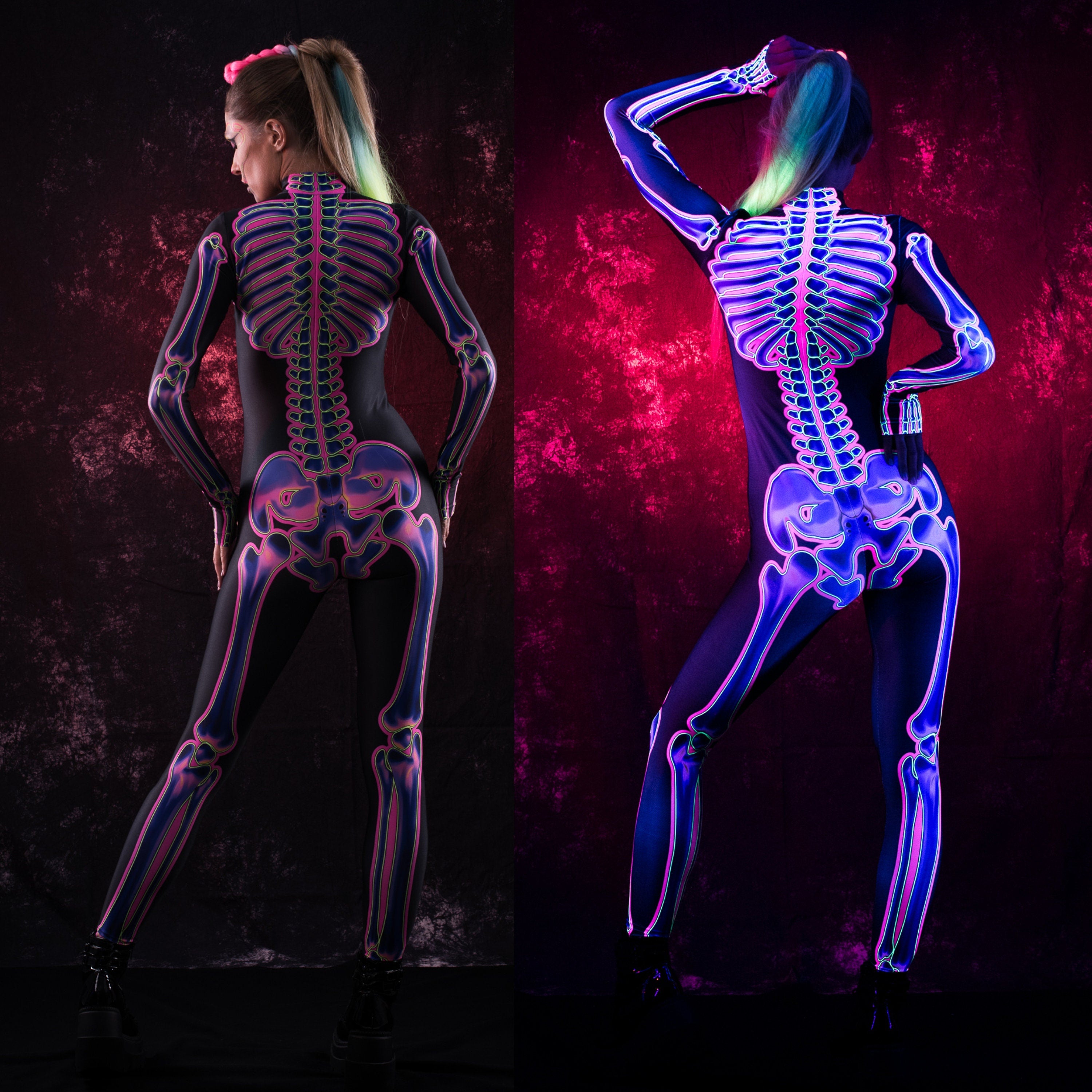 NEON SKELETON Costume for Women - UV Reactive S NEON SKELETON Costume for Women - UV Reactive S