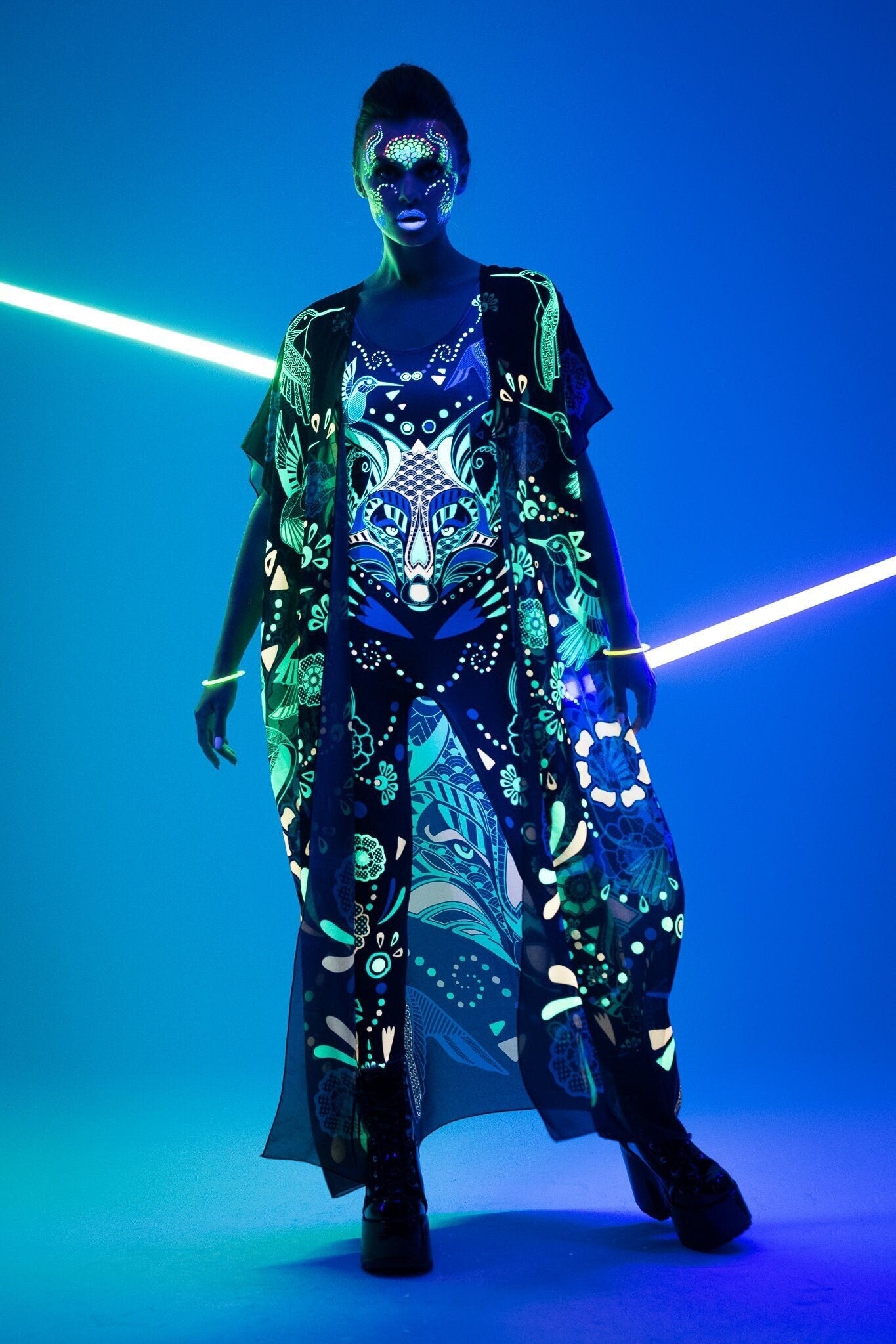 WOLF & HUMMONGBIRDS UV Reactive Jumpsuit