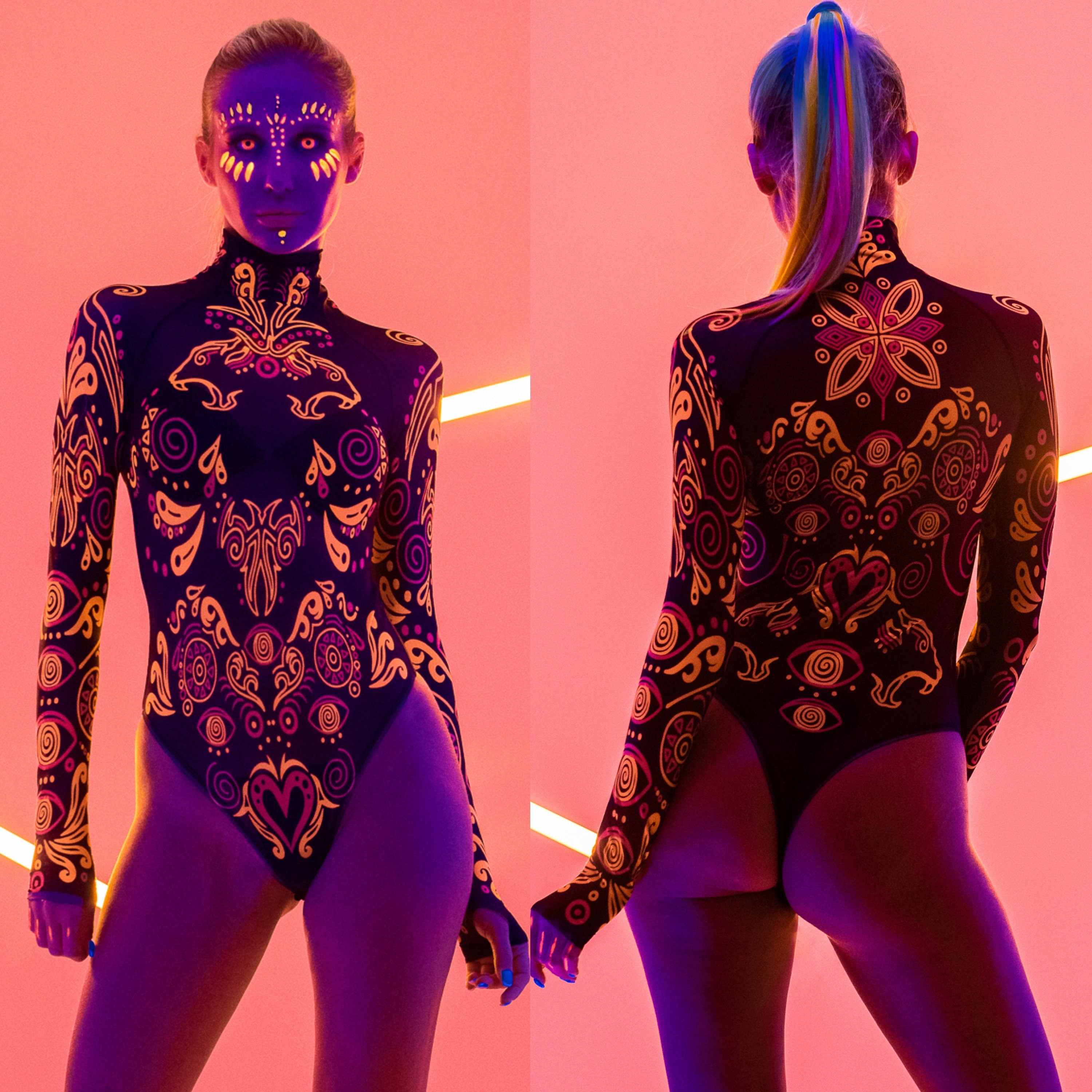 2COLOR UV REACTIVE Mesh Bodysuit